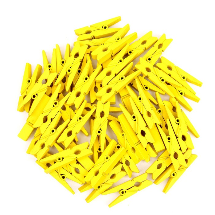 Набор прищепок для декора 50 шт., жёлтые — 3,5 см