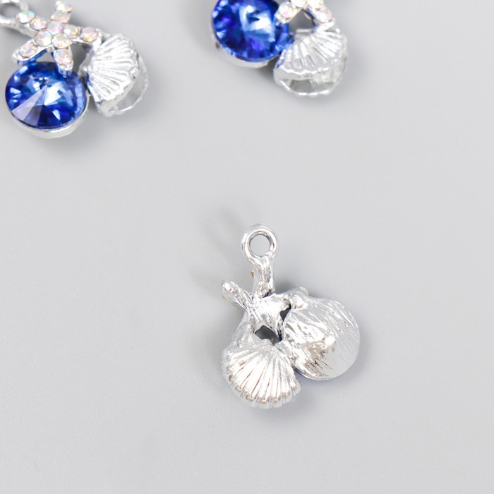 

Декор для творчества металл, стразы "Морская звезда и ракушка с сапфиром" 1,8х1,5 см