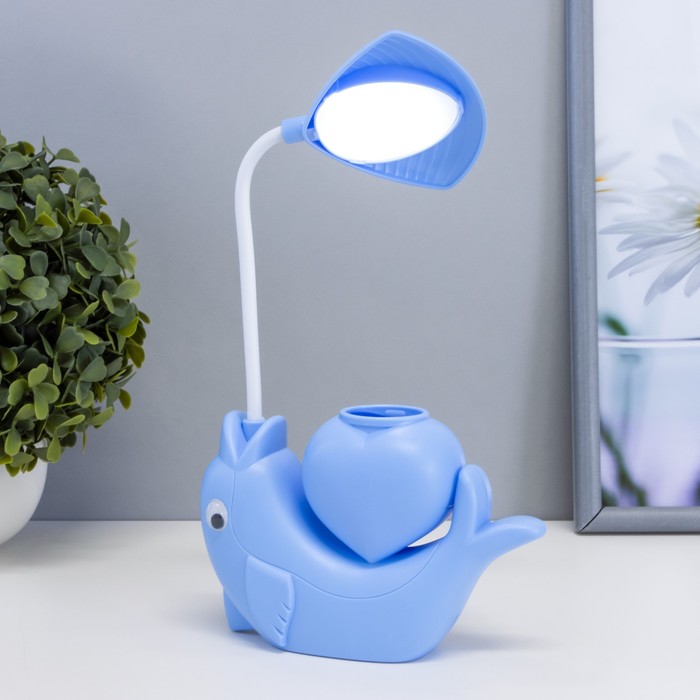фото Настольная лампа "дельфин" led 3вт usb акб синий 14,5х5х28 см risalux