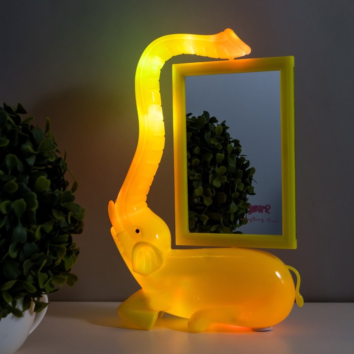 Настольная лампа с фоторамкой "Слон" LED 5Вт USB желтый 17х6,5х28 см