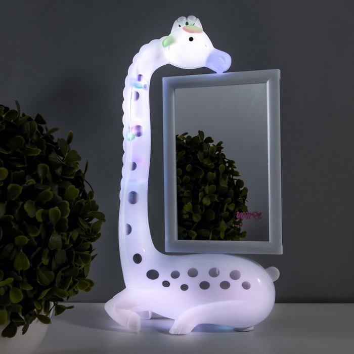 фото Настольная лампа с фоторамкой, зеркалом "жираф" led 3вт usb rgb белый 17х8х30 см risalux