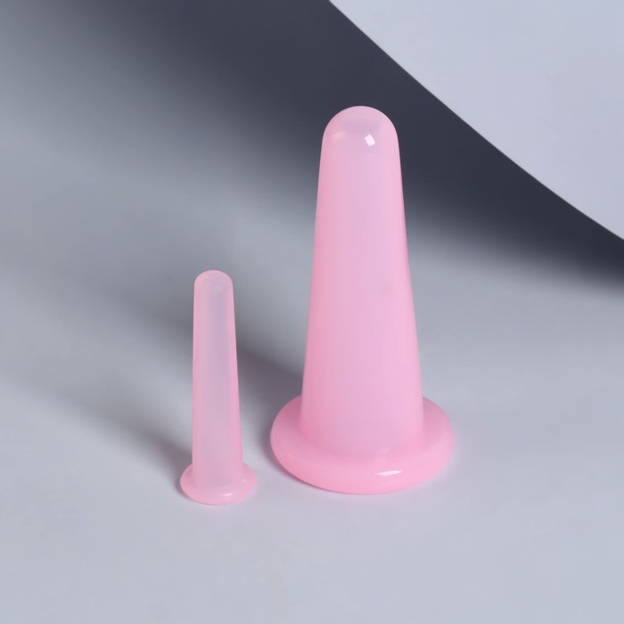 Набор вакуумных банок для массажа, силиконовые, d=1,6/3,9 см, 2 шт, цвет розовый