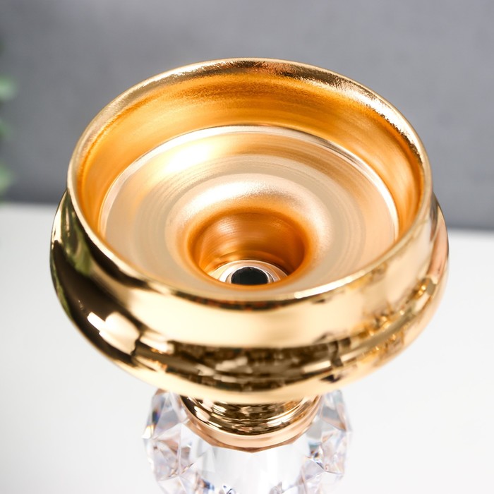 Подсвечник металл на 1 свечу "Классика - два прозрачных шара" золото 26х11х11 см