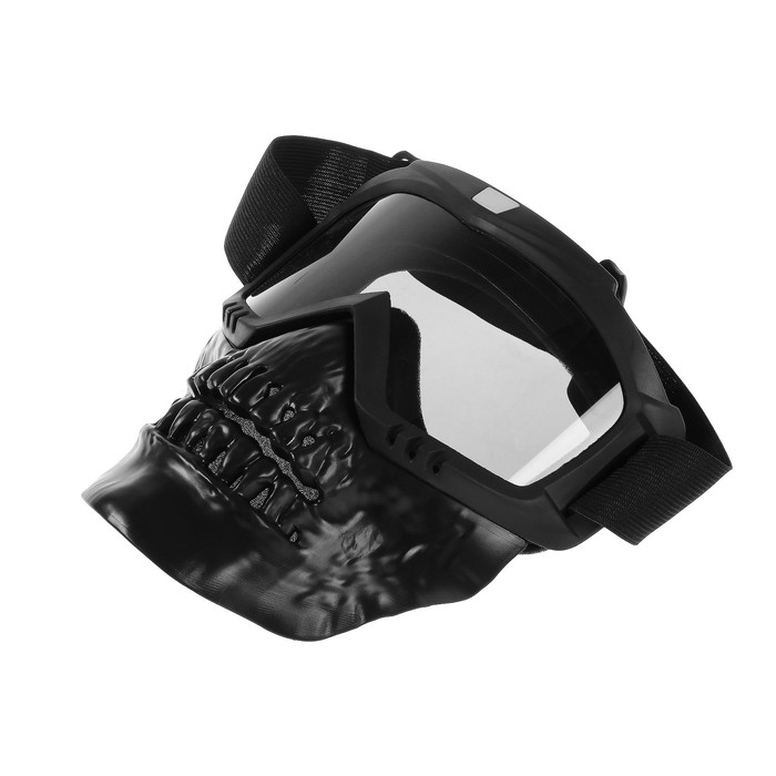 очки маска для езды на мототехнике разборные стекло с затемнением черные Очки-маска для езды на мототехнике, разборные, визор затемненный, цвет черный