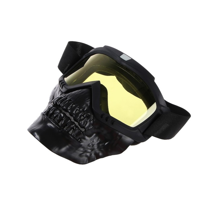 очки маска для езды на мототехнике разборные стекло с затемнением черные Очки-маска для езды на мототехнике, разборные, визор желтый, цвет черный