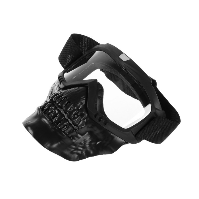 фото Очки-маска для езды на мототехнике, разборные, визор прозрачный, цвет черный