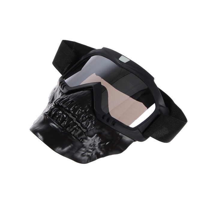 очки маска для езды на мототехнике разборные стекло с затемнением черные Очки-маска для езды на мототехнике, разборные, визор хром, цвет черный