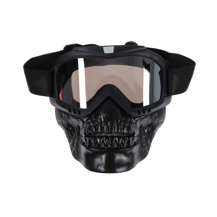 фото Очки-маска для езды на мототехнике, разборные, визор хром, цвет черный