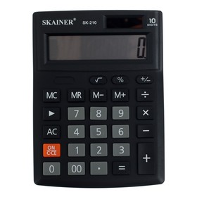

Калькулятор настольный малый, 10-разрядный, SKAINER SK-210, 2 питание, 103 x 137 x 31 мм, черный