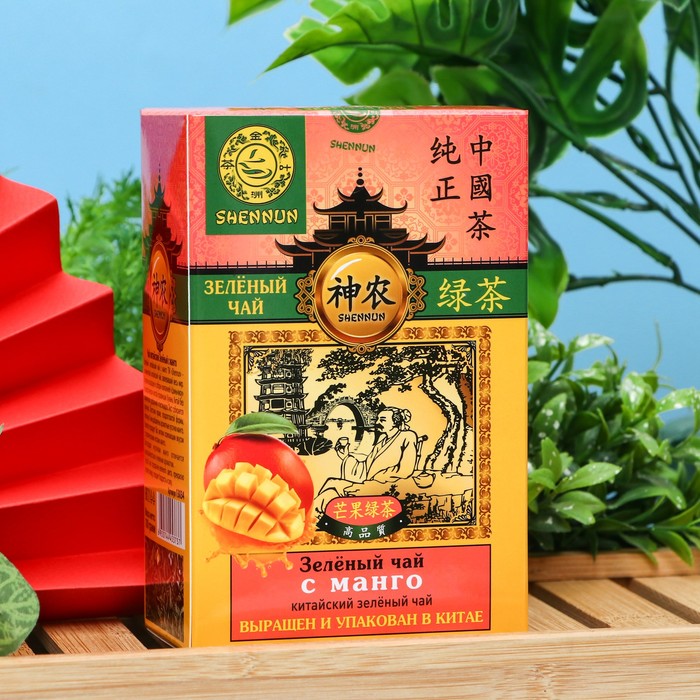 цена Зелёный крупнолистовой чай SHENNUN с МАНГО, 100 г
