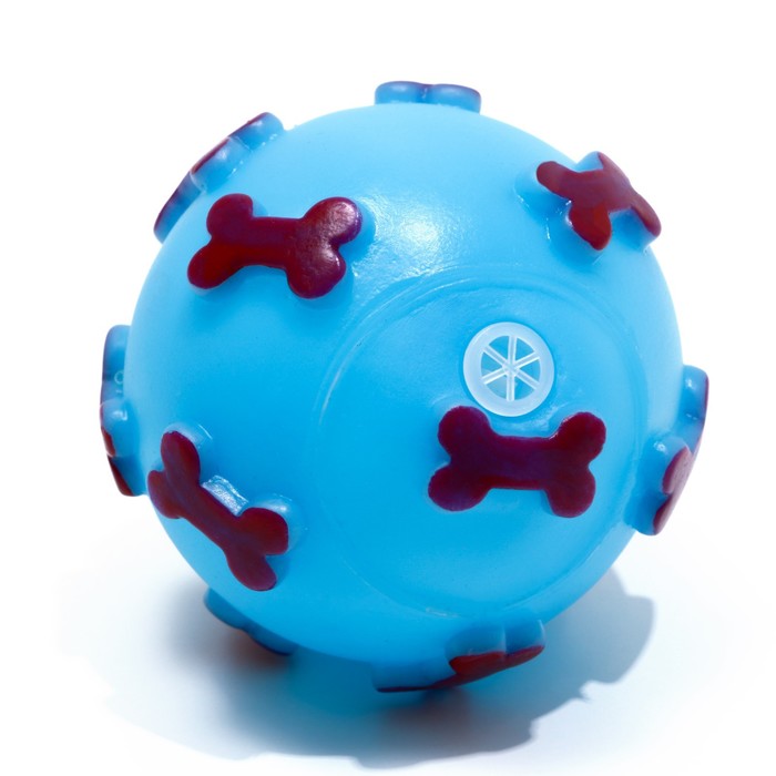 фото Игрушка пищащая "мяч косточки" для собак, 5,5 см, голубая пижон