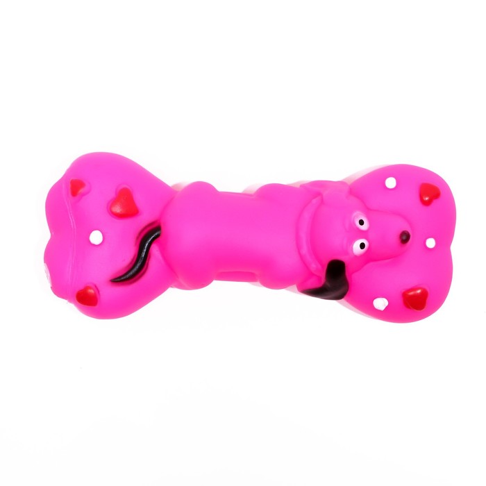 Игрушка пищащая "Косточка и пес" для собак, 15 х 6 см, розовая