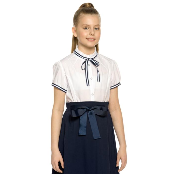 Блузка для девочек, рост 122 см, цвет белый блузка для девочек рост 122 см цвет лазурный