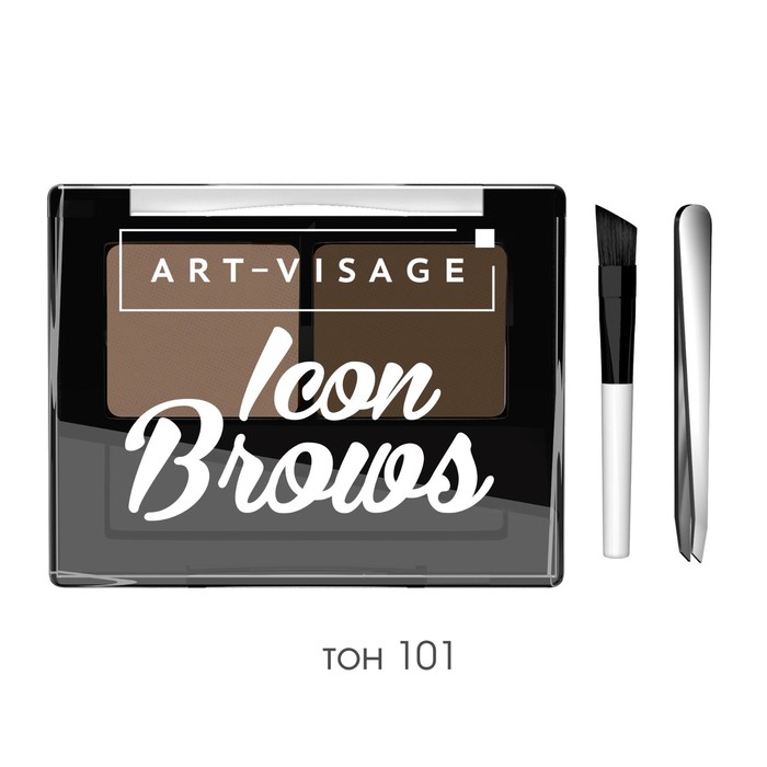 Двойные тени для бровей Art-Visage Icon Brows, тон 101 шатен, 3,6 г двойные монохромные тени для бровей art visage icon brows 3 6 г