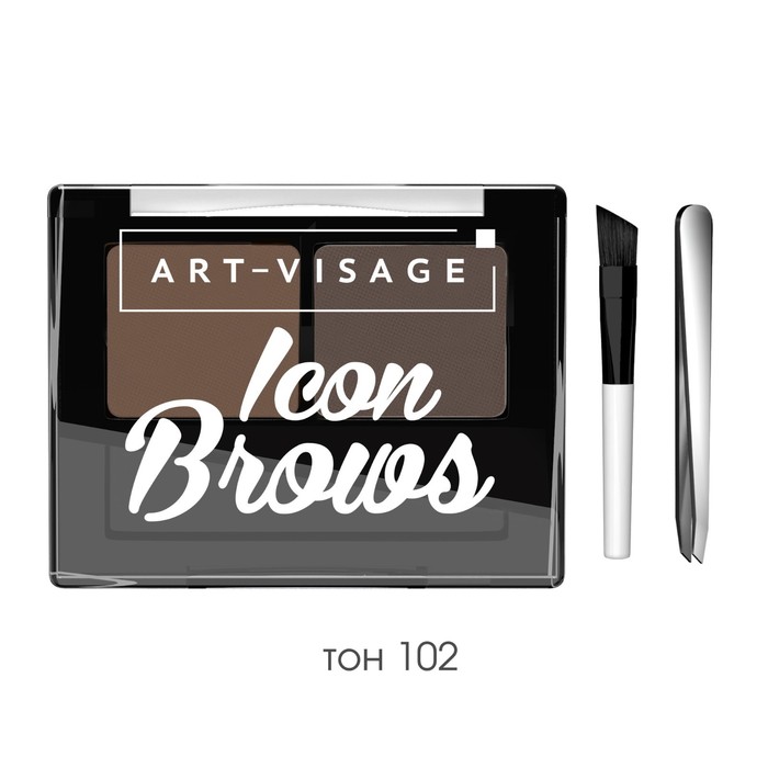 Двойные тени для бровей Art-Visage Icon Brows, тон 102 брюнет, 3,6 г двойные монохромные тени для бровей art visage icon brows 3 6 г