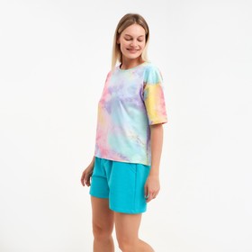 

Комплект женский (футболка/шорты), цвет ментоловый, размер 46