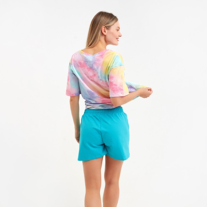 Комплект женский (футболка/шорты), цвет ментоловый, размер 46