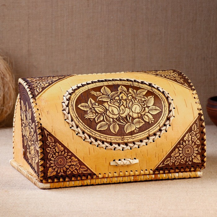 Хлебница шлем Розы 33х25х18,5 см, береста хлебница плетеная 25×17×21 см береста