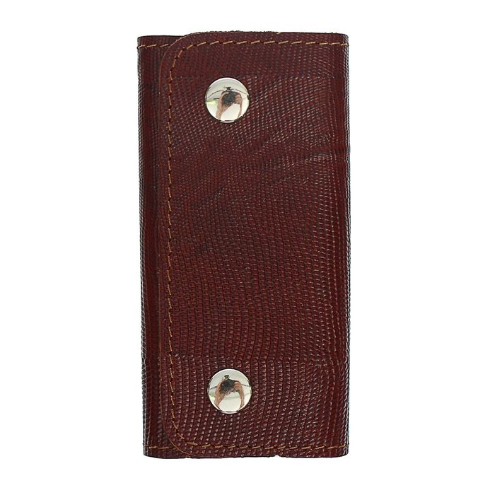 Ключница на кнопке, 6 карабинов, цвет коричневый