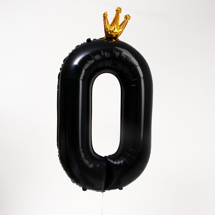Шар фольгированный 40 «Цифра 0 с короной», цвет чёрный