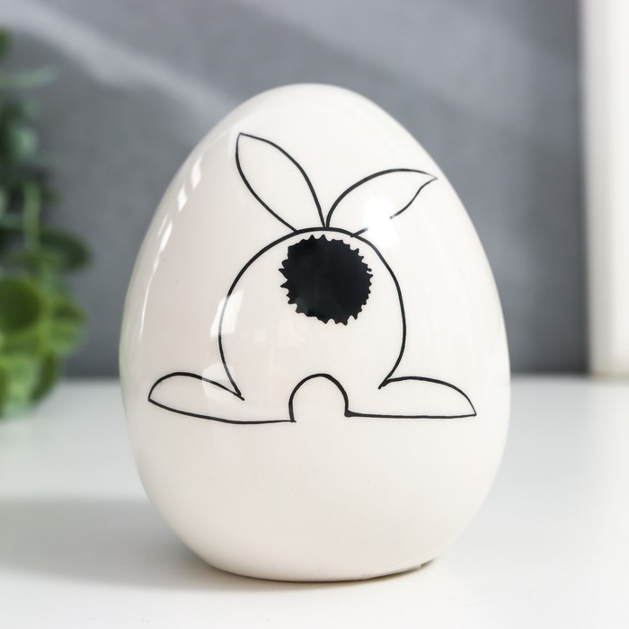 Сувенир керамика яйцо Заячий хвостик 6,3х6,3х9 см сувенир керамика кролик яйцо зелёный флок 15 8х8 5х8 5 см