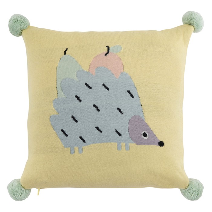 фото Подушка декоративная с помпонами tiny world, размер 35х35 см