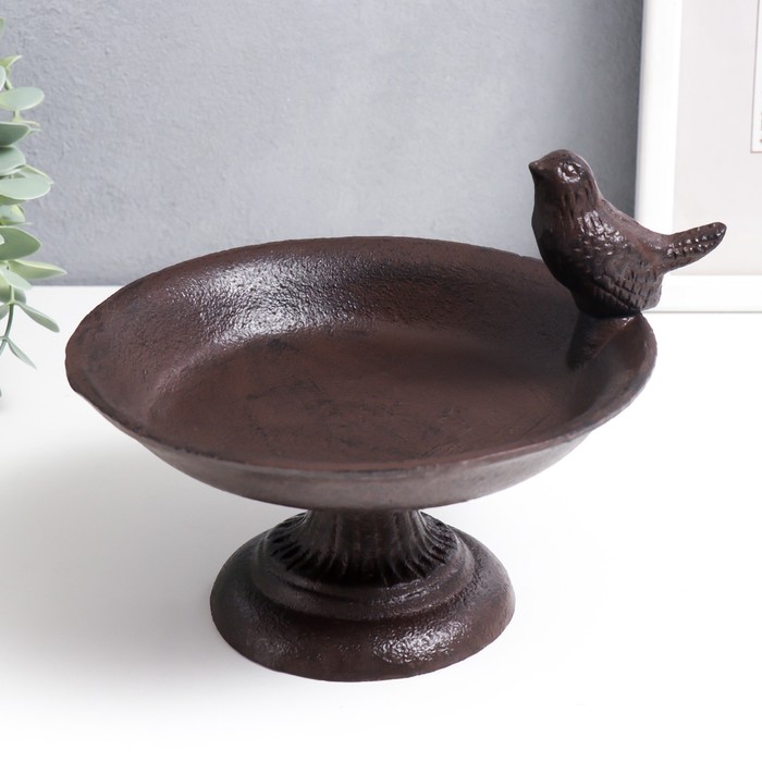 Сувенир чугун подставка "Птица сидит на тарелке" 13х17х20 см