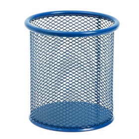 Стакан для пишущих принадлежностей круглый сетка металл синий