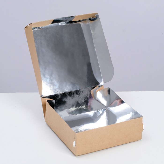 Коробка складная, крафт, с термоламинацией, 11 х 11 х 4 см