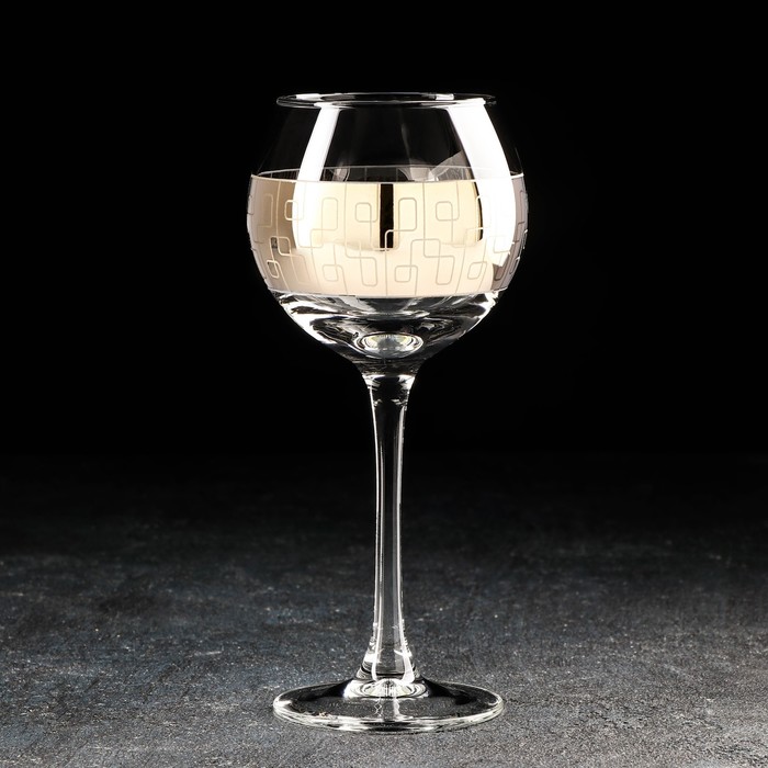 фото Набор бокалов «геометрия», 280 мл, с гравировкой и напылением, 6 шт, цвет напыления золотой gidglass