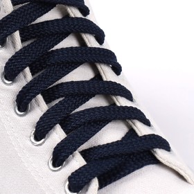 Шнурки для обуви, пара, плоские, 10 мм, 100 см, цвет тёмно-синий Ош