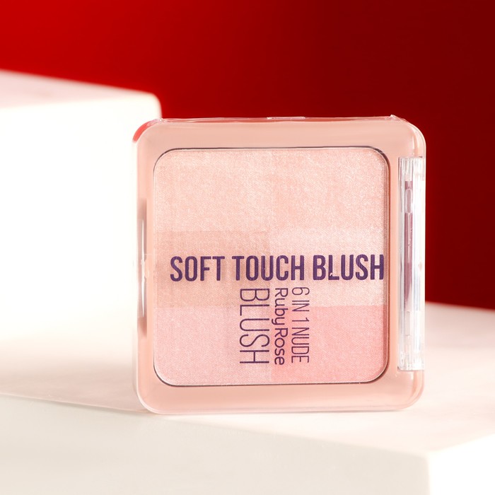 фото Палетка румян "soft touch blush", ruby rose, 6 в 1, тон 2, 7,5 г