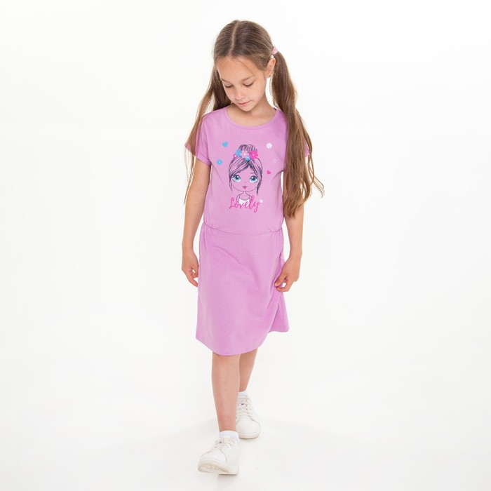 Платье для девочки, цвет сиреневый, рост 104 см пижама для девочки цвет розовый сиреневый рост 104 см