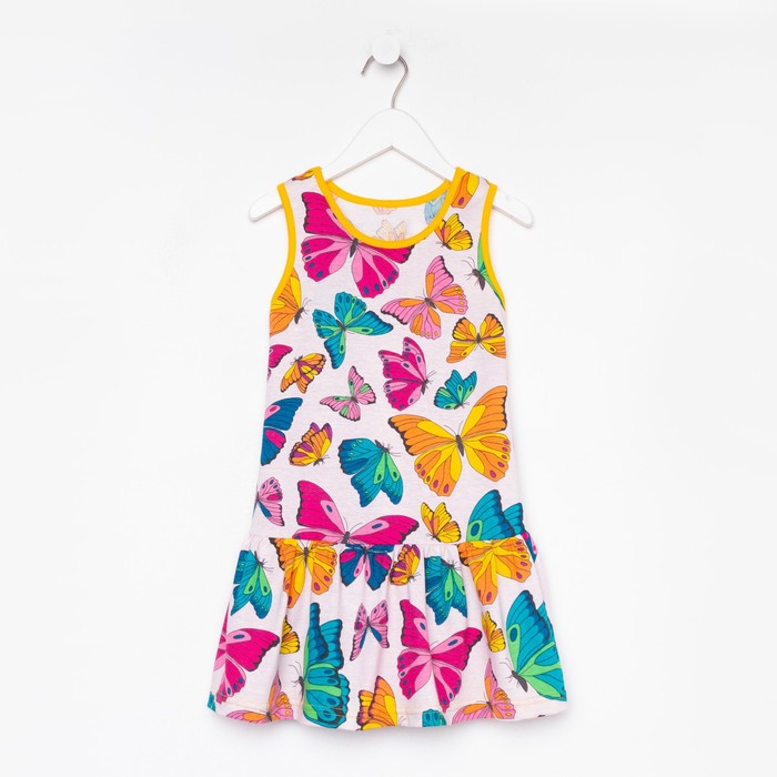 Платье для девочки, цвет розовый/бабочки, рост 98 см