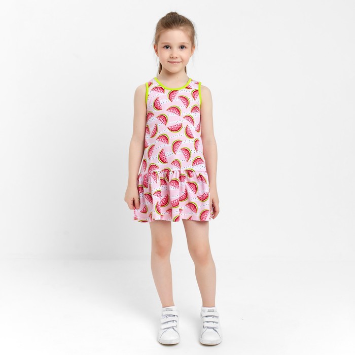 фото Платье для девочки а.80-16 кт, цвет розовый/арбузы, рост 98 см юниор текстиль