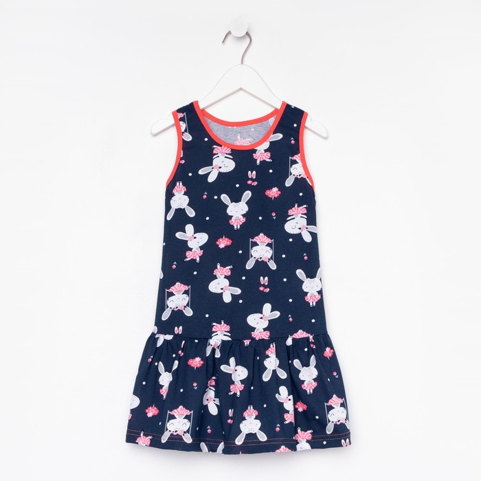 фото Платье для девочки а.80-16 кт, цвет т.синий/зайчата, рост 122 см юниор текстиль