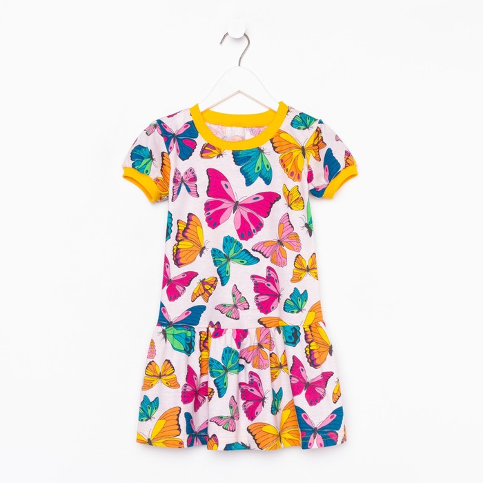 Платье для девочки, цвет розовый/бабочки, рост 104 см