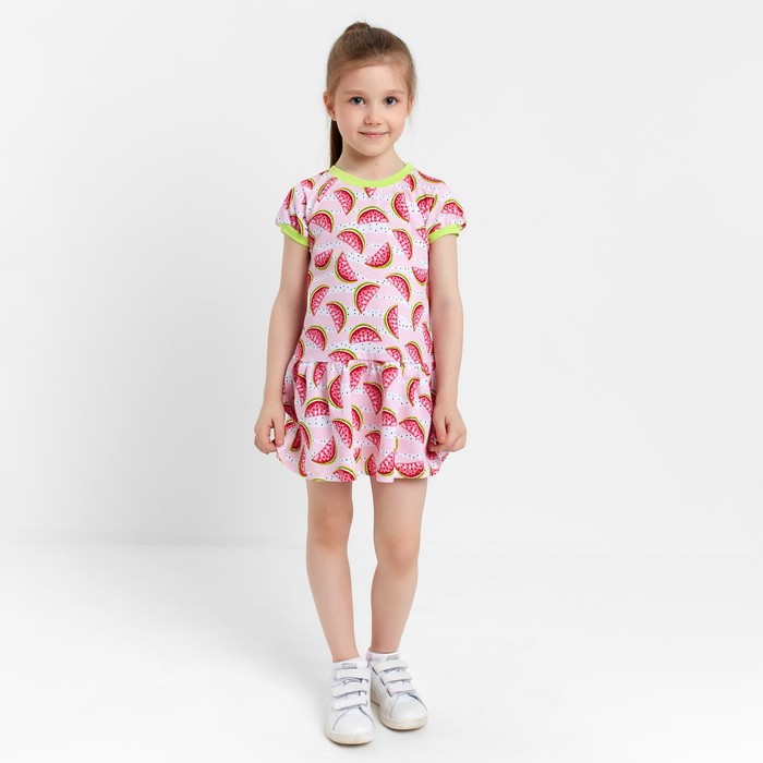 фото Платье для девочки а.80-44 кт, цвет розовый/арбузы, рост 104 см юниор текстиль
