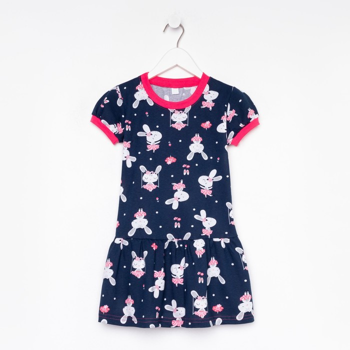 фото Платье для девочки а.80-44 кт, цвет т.синий/зайчата, рост 116 см юниор текстиль