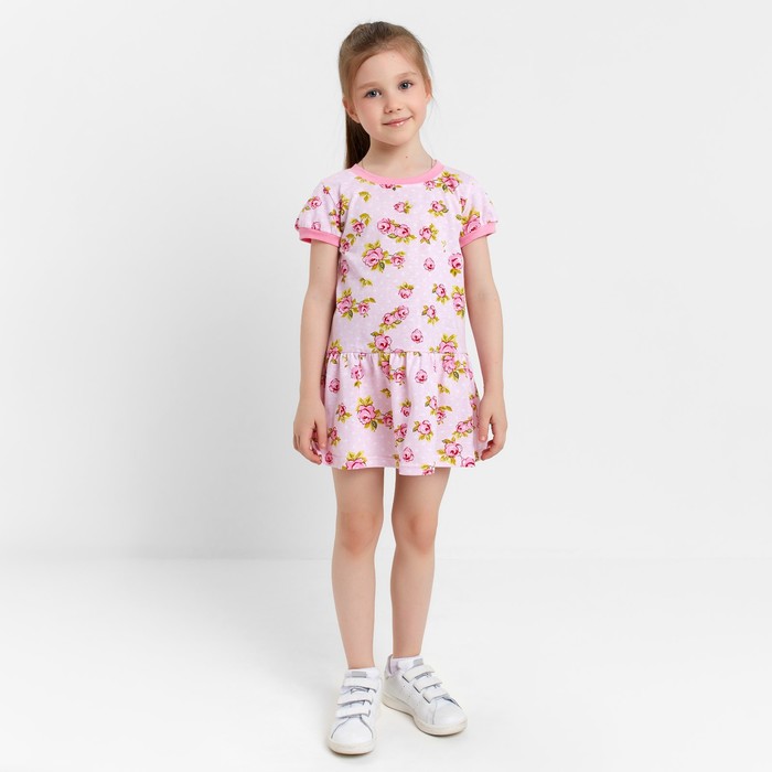 фото Платье для девочки а.80-44 кт, цвет розовый/розочки, рост 98 см юниор текстиль