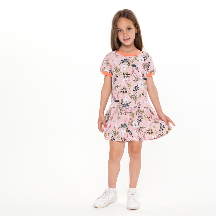 фото Платье для девочки, цвет персик/цветы, рост 92 см юниор текстиль