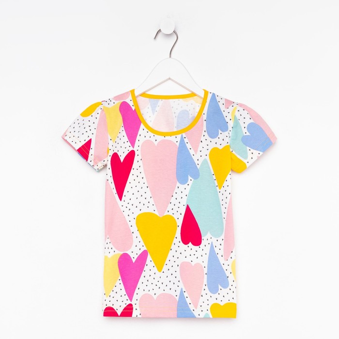 фото Фуфайка (футболка) для девочки а.60-11 кт, цвет белый/сердечки, рост 104 см юниор текстиль