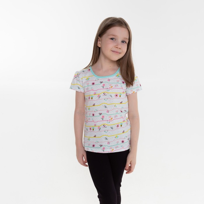 фото Фуфайка (футболка) для девочки а.60-11 кт, цвет бирюзовый/жучки, рост 116 см юниор текстиль