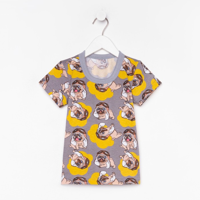 фото Фуфайка (футболка) для мальчика а.60-1 кт, цвет серый/мопсы, рост 92 см юниор текстиль