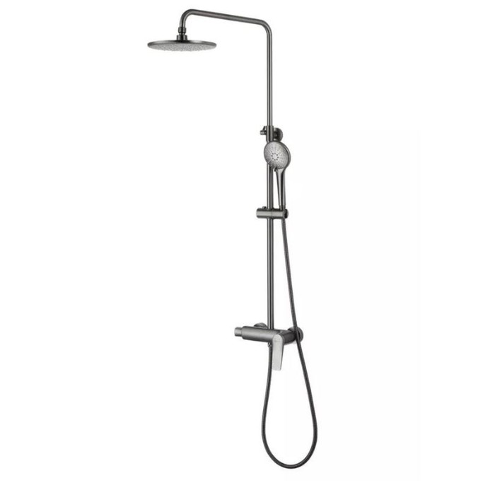 

Смеситель для ванны Lemark Bronx LM3760GM, однорычажный, тропический душ, графит