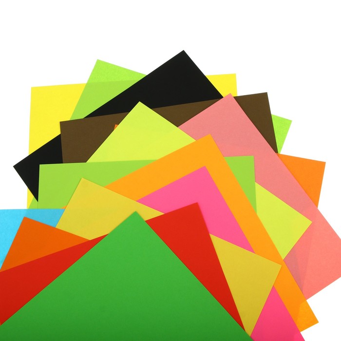 Бумага цветная для оригами и аппликаций 20 х 20 см, 100 листов, 20 цветов 