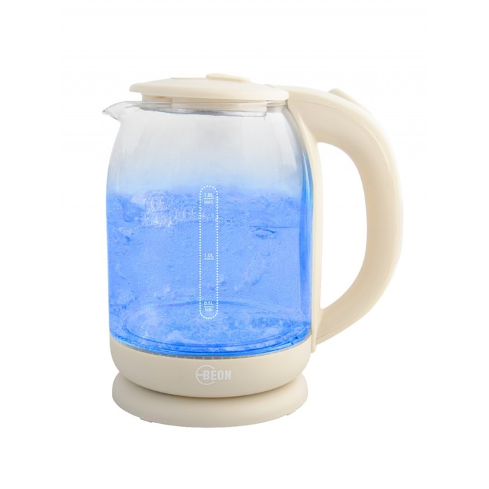Чайник электрический Beon BN-3019, стекло, 1.8 л, 2200 Вт, подсветка, бежевый