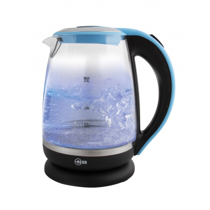 Чайник электрический Beon BN-3025, стекло, 2 л, 2200 Вт, подсветка, синий