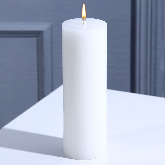 Свеча интерьерная Столбик, белая, 15 х 5 см