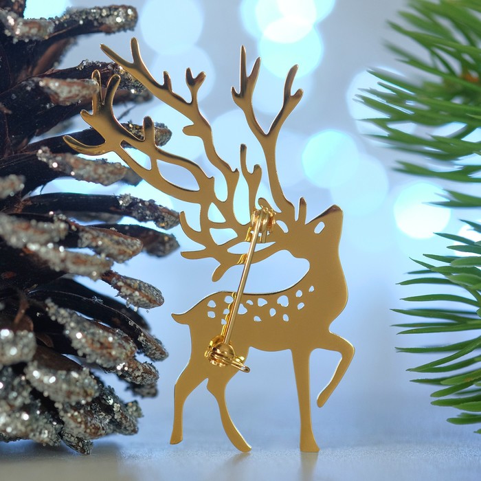 

Брошь "Олень" орнамент, цвет золото